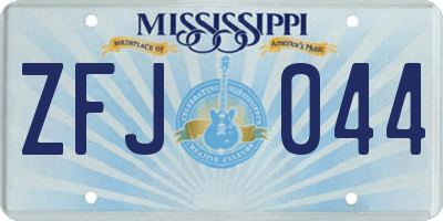 MS license plate ZFJ044