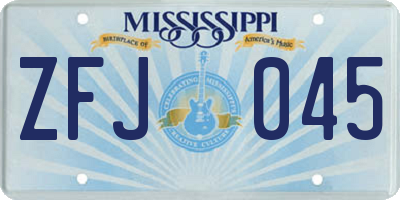 MS license plate ZFJ045