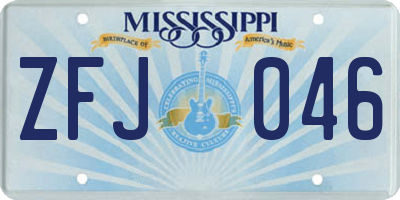MS license plate ZFJ046