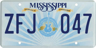 MS license plate ZFJ047