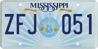 MS license plate ZFJ051