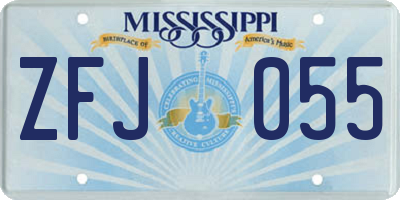 MS license plate ZFJ055