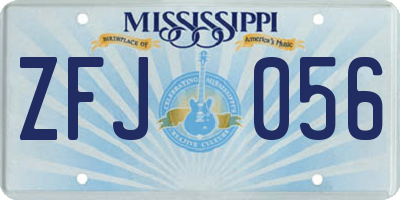 MS license plate ZFJ056