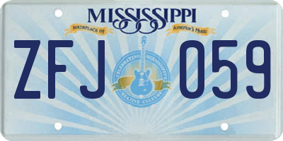 MS license plate ZFJ059