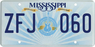 MS license plate ZFJ060