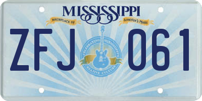 MS license plate ZFJ061