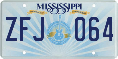 MS license plate ZFJ064