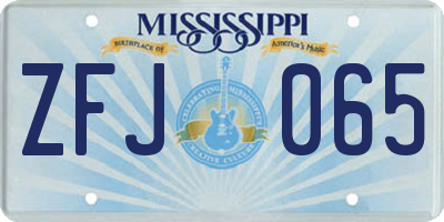 MS license plate ZFJ065