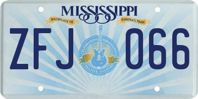 MS license plate ZFJ066