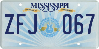 MS license plate ZFJ067