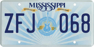 MS license plate ZFJ068