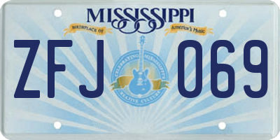 MS license plate ZFJ069