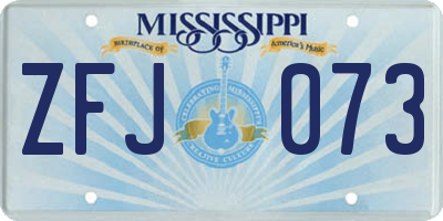 MS license plate ZFJ073