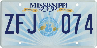 MS license plate ZFJ074