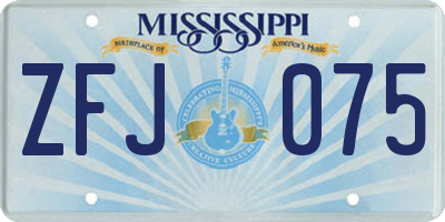 MS license plate ZFJ075