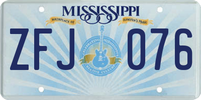 MS license plate ZFJ076