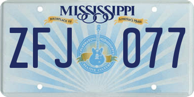 MS license plate ZFJ077