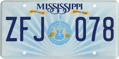 MS license plate ZFJ078