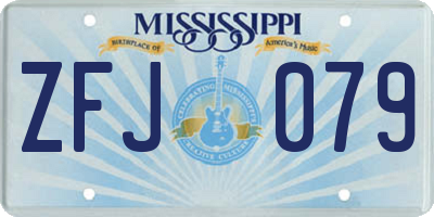 MS license plate ZFJ079