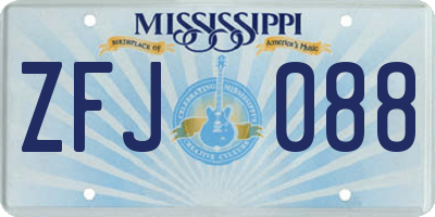 MS license plate ZFJ088