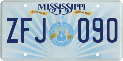 MS license plate ZFJ090