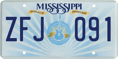 MS license plate ZFJ091