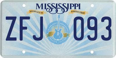 MS license plate ZFJ093