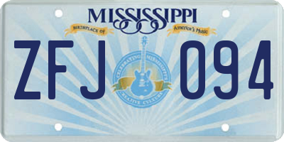 MS license plate ZFJ094