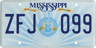 MS license plate ZFJ099