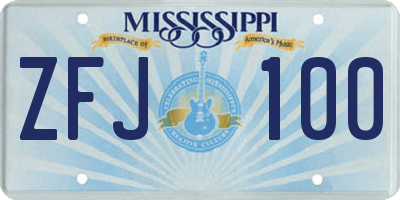 MS license plate ZFJ100