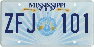 MS license plate ZFJ101