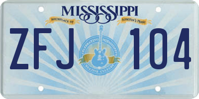 MS license plate ZFJ104