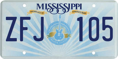 MS license plate ZFJ105