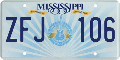 MS license plate ZFJ106