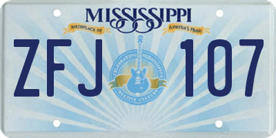 MS license plate ZFJ107