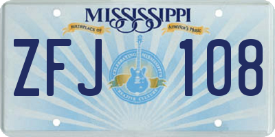 MS license plate ZFJ108