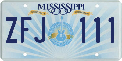 MS license plate ZFJ111