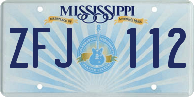 MS license plate ZFJ112