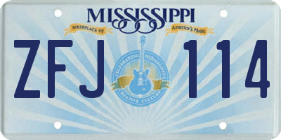 MS license plate ZFJ114