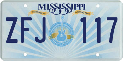 MS license plate ZFJ117