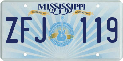 MS license plate ZFJ119