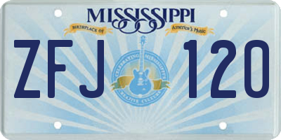 MS license plate ZFJ120