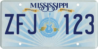 MS license plate ZFJ123