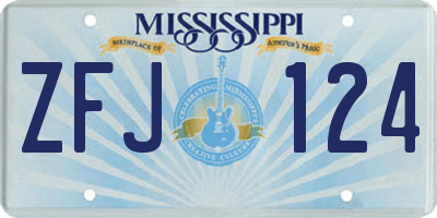 MS license plate ZFJ124