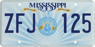 MS license plate ZFJ125
