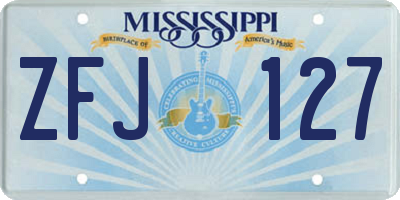 MS license plate ZFJ127