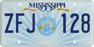 MS license plate ZFJ128