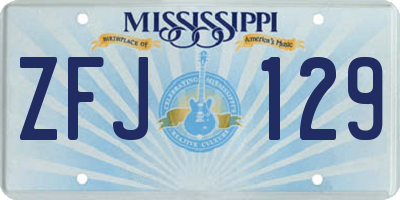 MS license plate ZFJ129