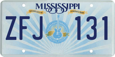 MS license plate ZFJ131