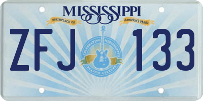 MS license plate ZFJ133